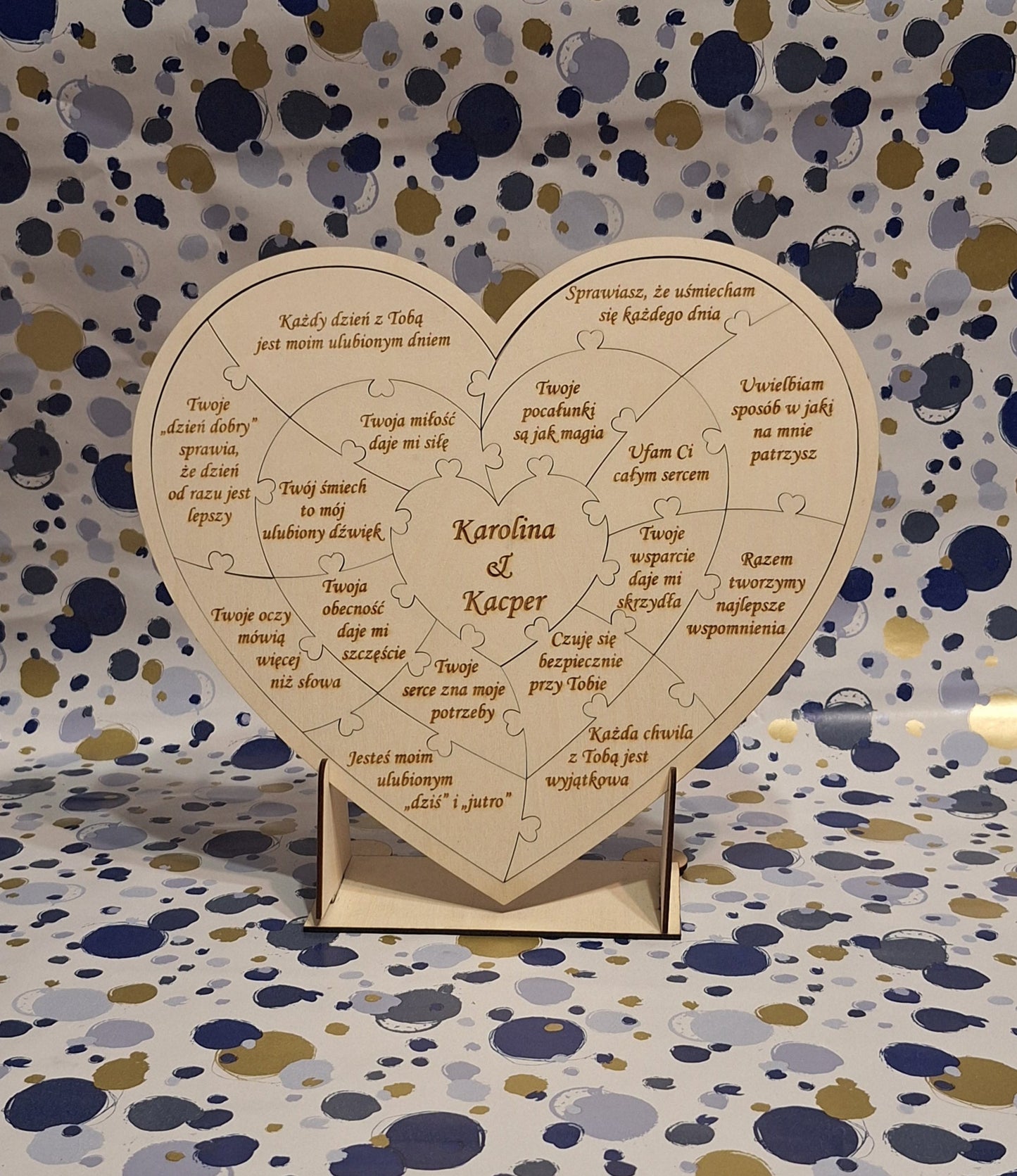 Dzień Chłopaka Pudełko „16 powodów, dla których Cię kocham” – serce z puzzli w ramce